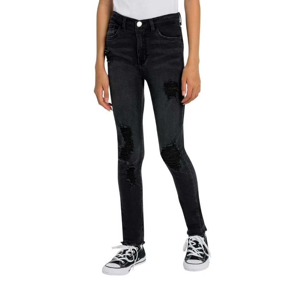 Levi's Girl's Black Distressed 720 High Rise Super Skinny Jeans Size 10